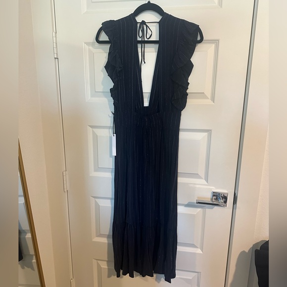 NWT Stillwater Jessie Midi Dress Navy Metallic Stripe - Picture 10 of 10